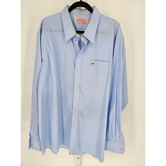 Nita Fashion Men's Sky Blue Long Sleeve Button-Down Casual Dress Shirt XXL - Picture 1 of 4